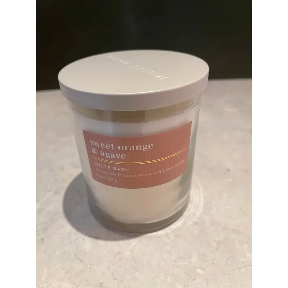 Bath Bodywork White Barn 8oz Soy Candle Sweet Orange & Agave citrus,jasmine Musk